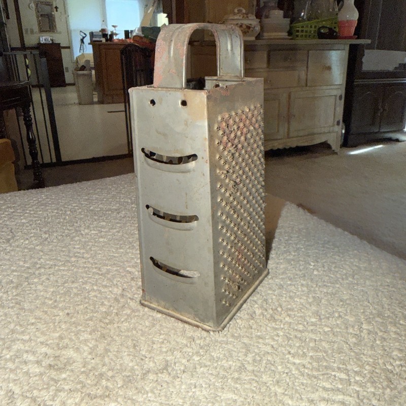 Vtg Cheese Grater Shredder USA 9" Pressed Steel Rustic decor kitchen