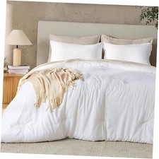 White Queen Size Comforter Set, 3 Pieces Boho Solid Bedding Comforters 