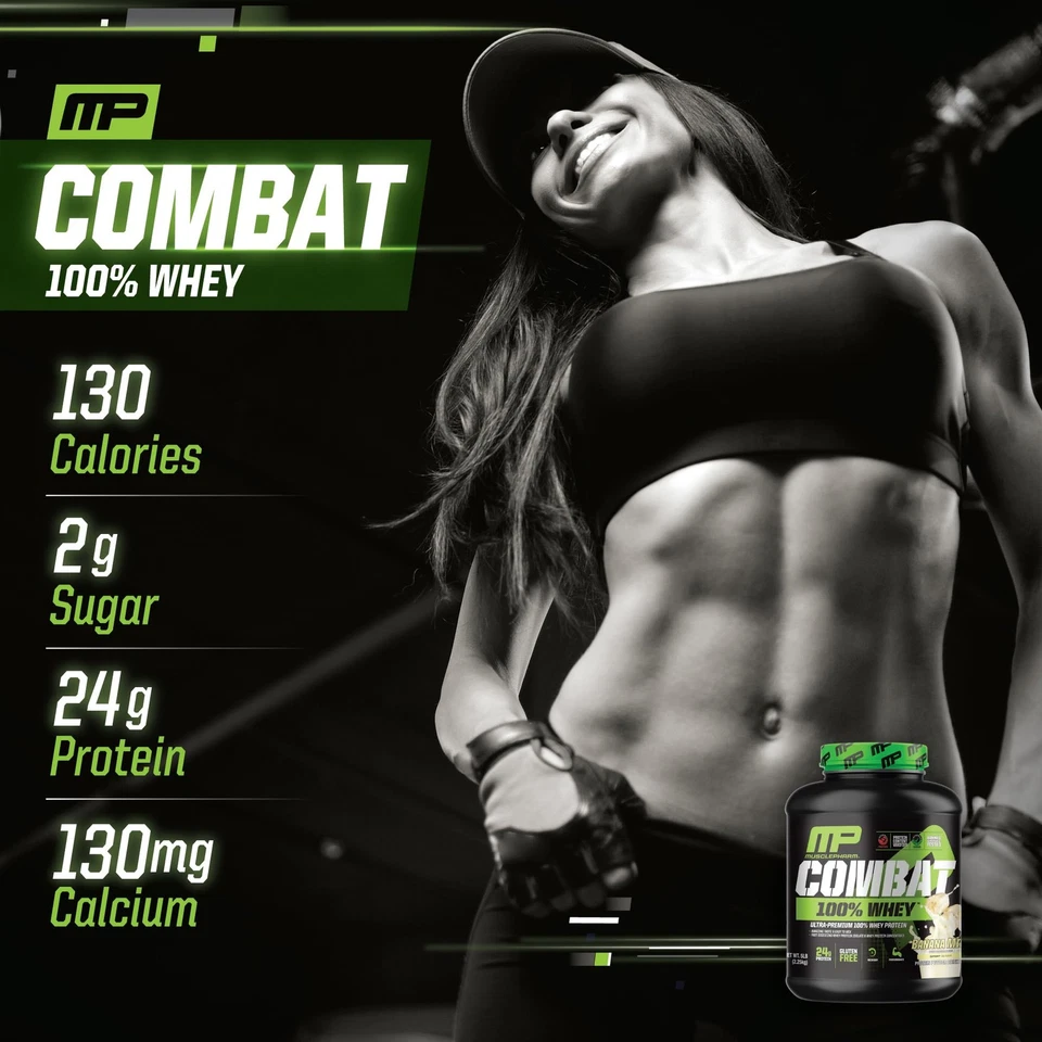 MusclePharm Combat 100 Proteína de Suero en Polvo, Sabor Leche de Plátano, Recuperación Rápida... Foto 4 de 4