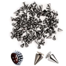 100x Punk Cone Metal Spikes Rivets Studs Screw Back For Clothing Jacket Leather