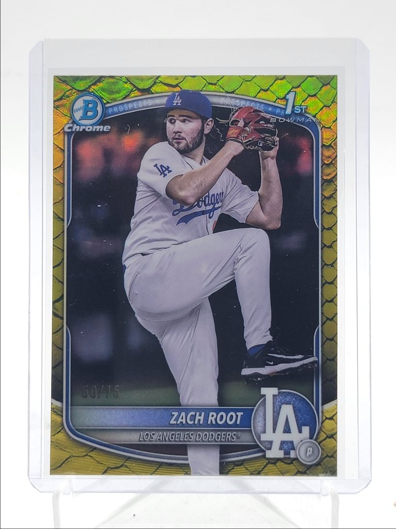 ZACH ROOT 2025 BOWMAN CHROME DRAFT 1ST YELLOW REPTILIAN /75 Q3967
