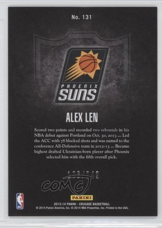 2013-14 Panini Crusade Crusade Teal /249 Alex Len #131 Rookie RC - Image 2 of 2
