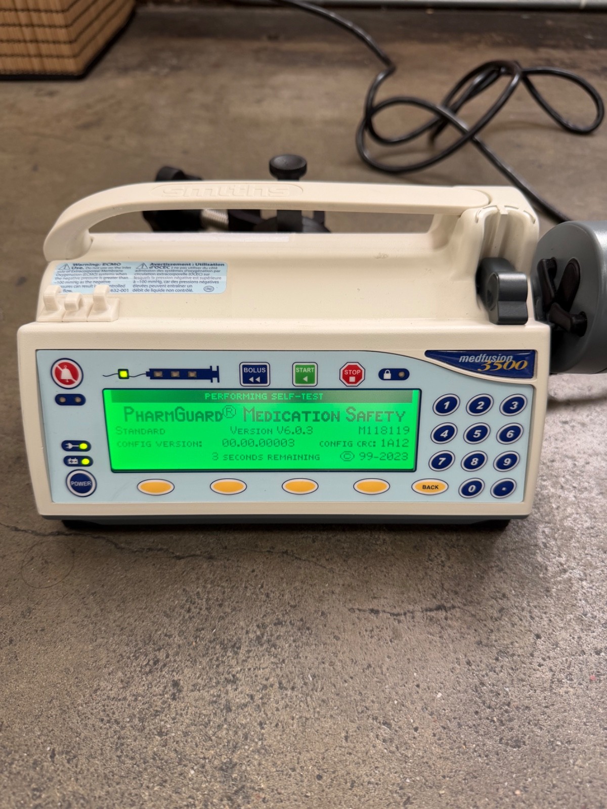 Smiths Medfusion 3500 Infusion Pump v6 w/ Pole Clamp and PharmGaurd