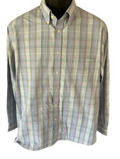 Chaps Classic Fit Button-Down Shirt Men's 17 1/2 34/35 Blue White Purple Green