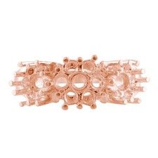 925 Sterling Silver Rose Gold Plated 2MM Round Semi Mount Cluster Ring For Women