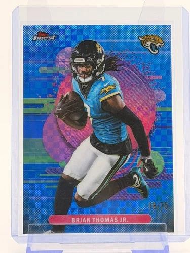 2025 Topps Finest Brian Thomas Jr. Uncommon Blue Checkered /75 #167 Jaguars WR