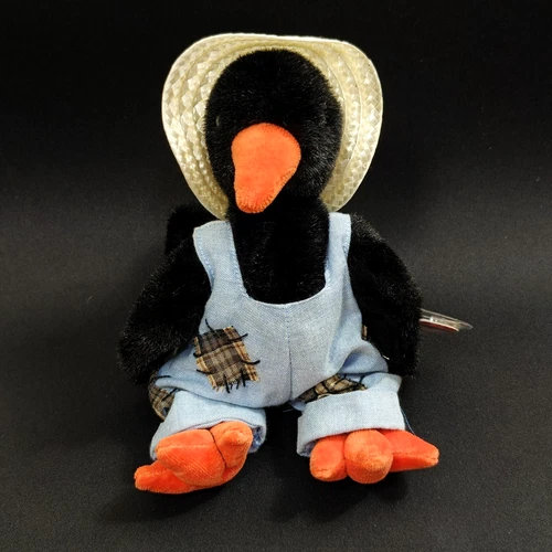 Ty Beanie Baby 1993 Vintage CAWLEY Crow Scarecrow Plush Attic Treasures Jointed