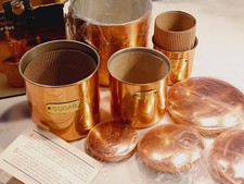 NEW OPEN BOXOLD DUTCH  Vintage SOLID COPPER kitchen canister set of 4FAST
