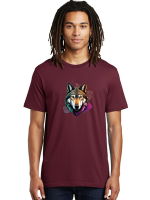 Wolf-Head-4 Mens Graphic Tee, 100% Cotton, Casual Summer Wear