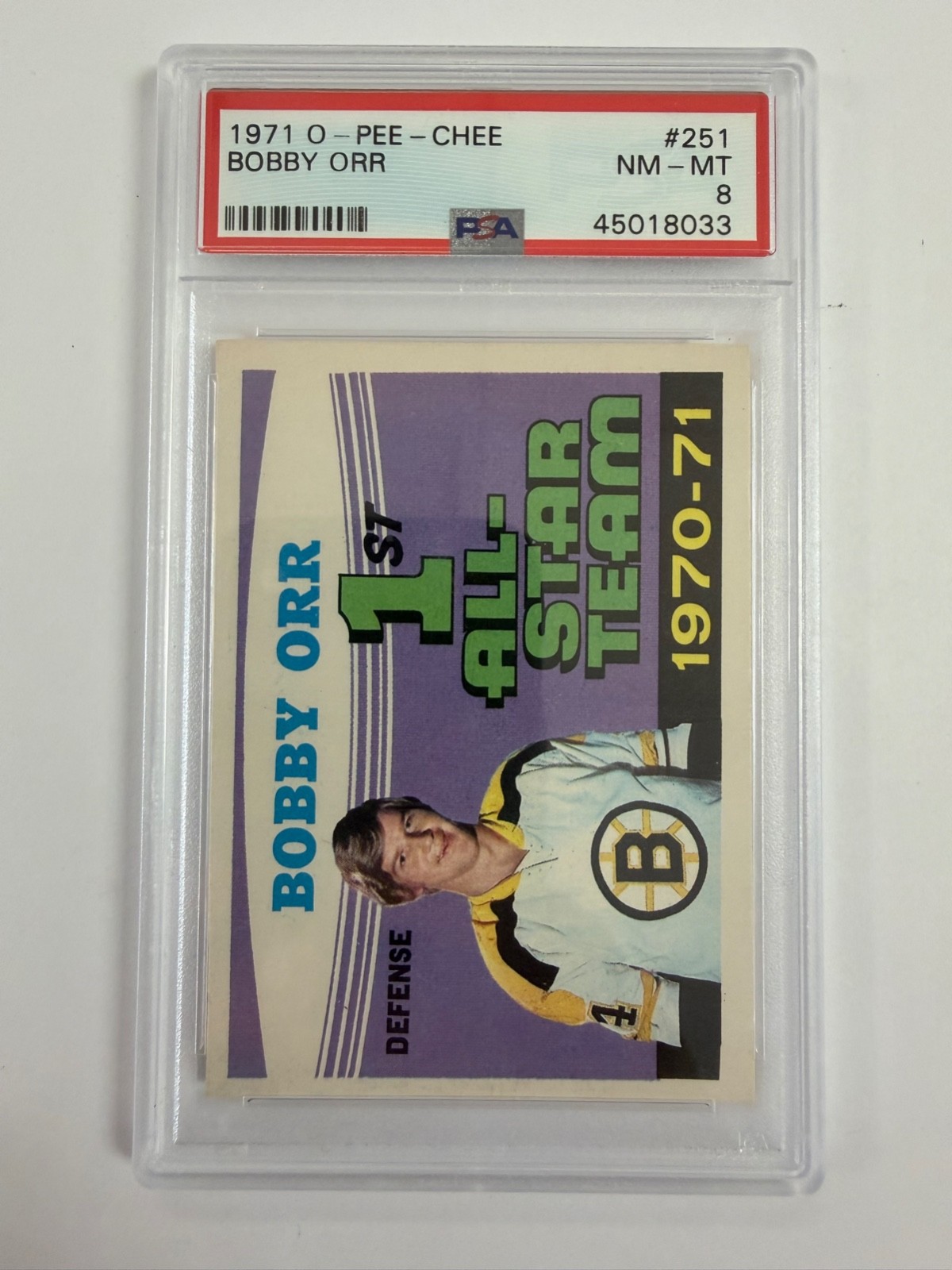 1971 O-PEE-CHEE BOBBY ORR #251 PSA 8