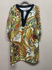 Zara Woman 100% Silk Floral Paisley Tunic Dress Size Large Hippie Trippy Beachy