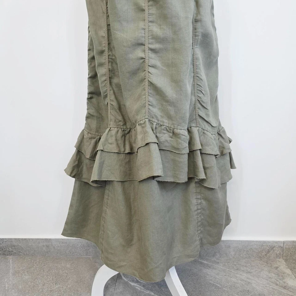 Vintage 00s y2k 2000 fairy grunge khaki midi asymmetric cargo skirt pinterest M - Image 3 of 4