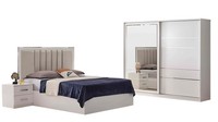 Doppelbett Komplette Schlafzimmer Nachttische Bett 4Tlg Beige Schrank