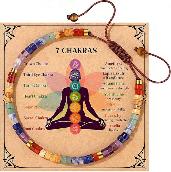 Chakra Armband, Heilsteine Armband, Mit Karten, Verstellbares Design, Das-image