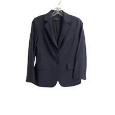 Talbots Petites Size 4P Navy Blue Wool Blend Two Button Blazer Jacket Pockets