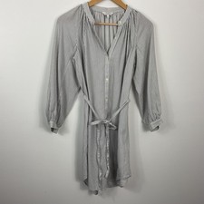 Lucky Brand XS Gray Striped Long Sleeve Shirt Dress with Belt