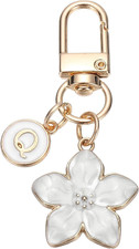 Flower Initial Keychain Letter Keychain Charm