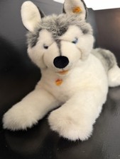 Steiff 104954 - ''BERNIE" Collectible Plush Grey White Husky Dog 24" Body READ