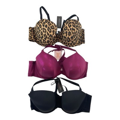 Savage X Fenty LOT OF 3 Women s Sz 44DD Leopard Red Black Padded Bras NWT