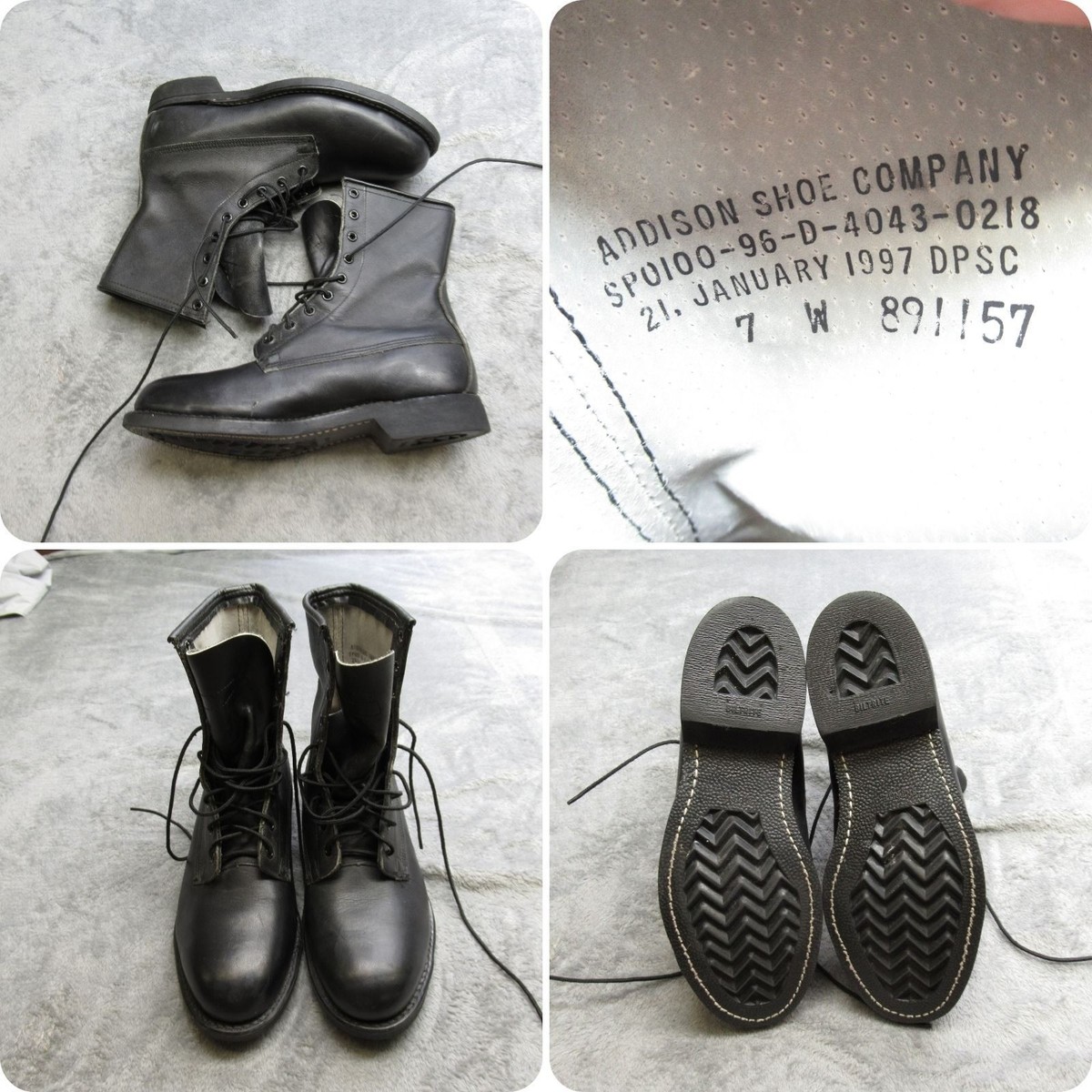 Addison Military Issued Boots Men 7W Black Leather Steel Toe