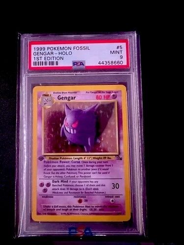 GENGAR 1st EDITION FOSSIL HOLO PSA 9