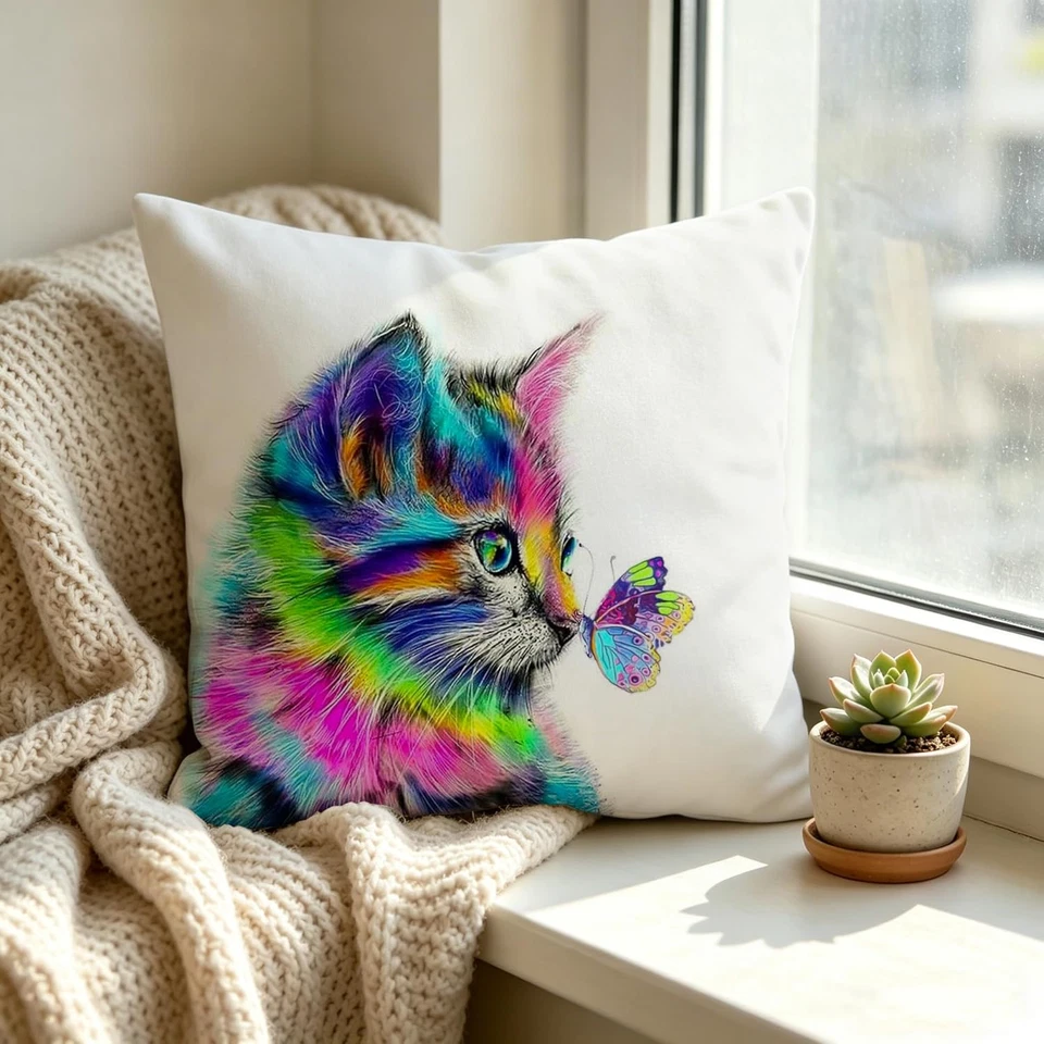 Kissenbezug 40x40 cm kissen mit katzenmotiv deko Katzen Geschenk für katzenliebh - Bild 3 von 4