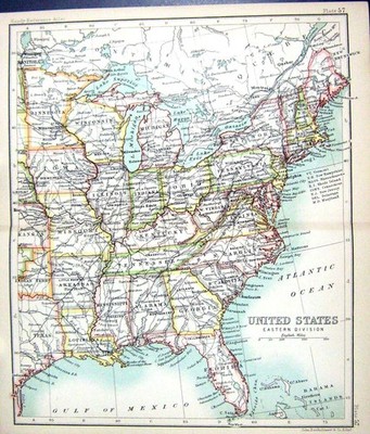 Alte Druckkarte um 1901 Ostamerika Carolina Alabama Mississippi Georgia 20.
