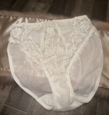 VALENTINO Panties High Waist Vintage 80's White Sheer Mesh Lace XL