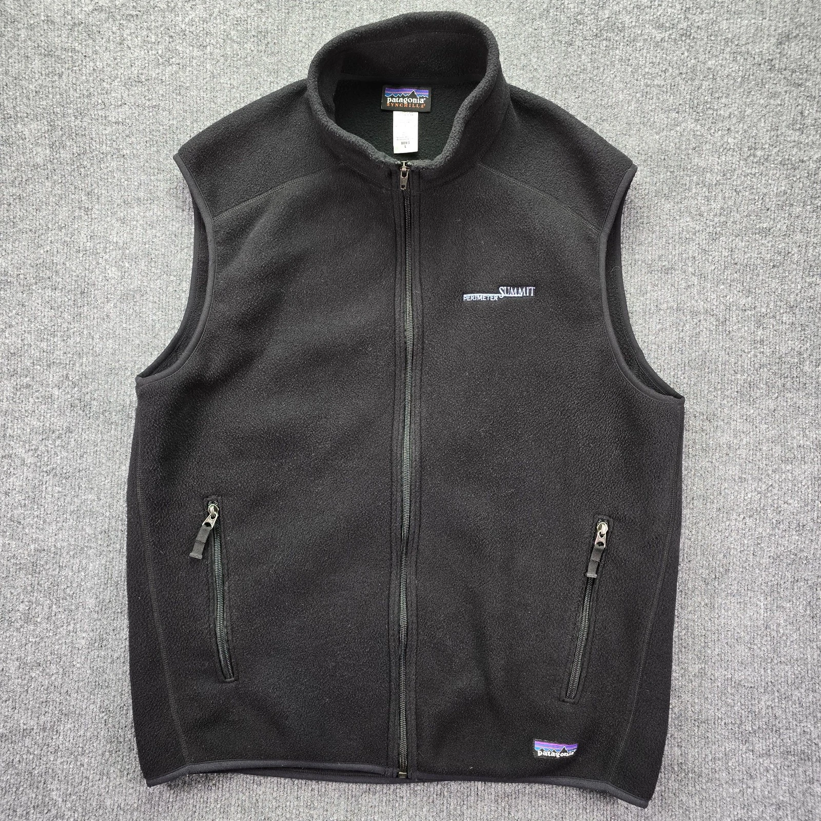 Patagonia Synchilla Vest Mens Large Black Full Zip Fleece Pockets Outdoor