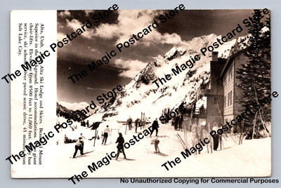 Ski Lodge ALTA Utah RPPC Vintage Skiing Real Photo Postcard 1944