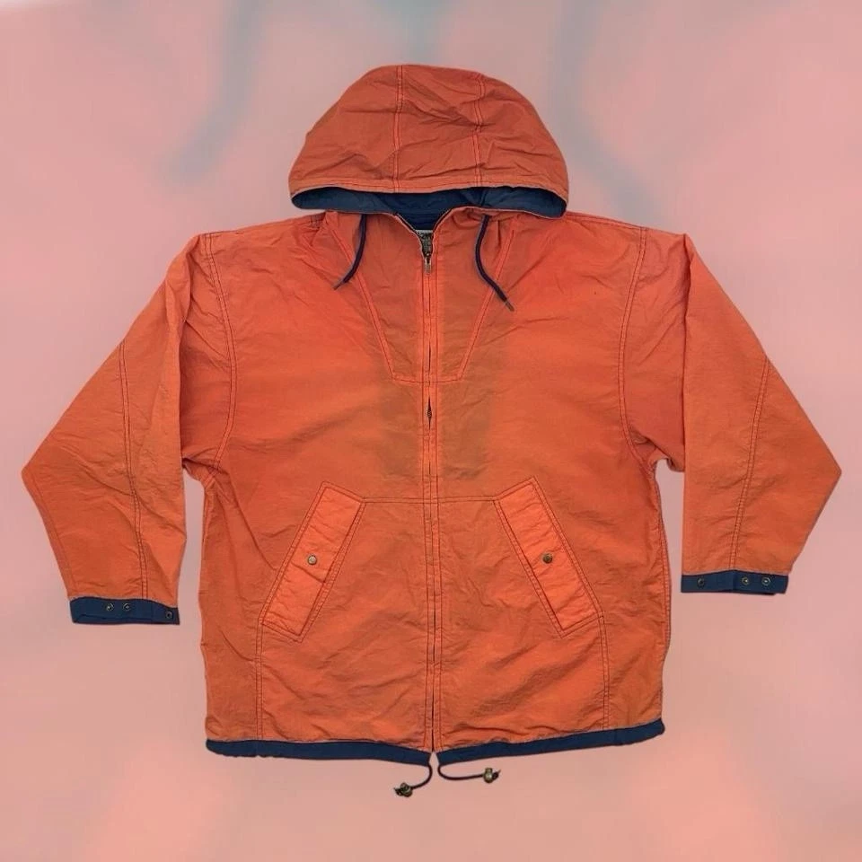VTG 90s Cabin Creek Full Zip Anorak Windbreaker Jacket Adult XL Orange Faded