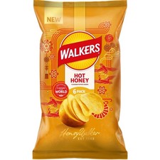Walkers Hot Honey Flavour Potato Crisps, 6 x 25g - 2 Pack
