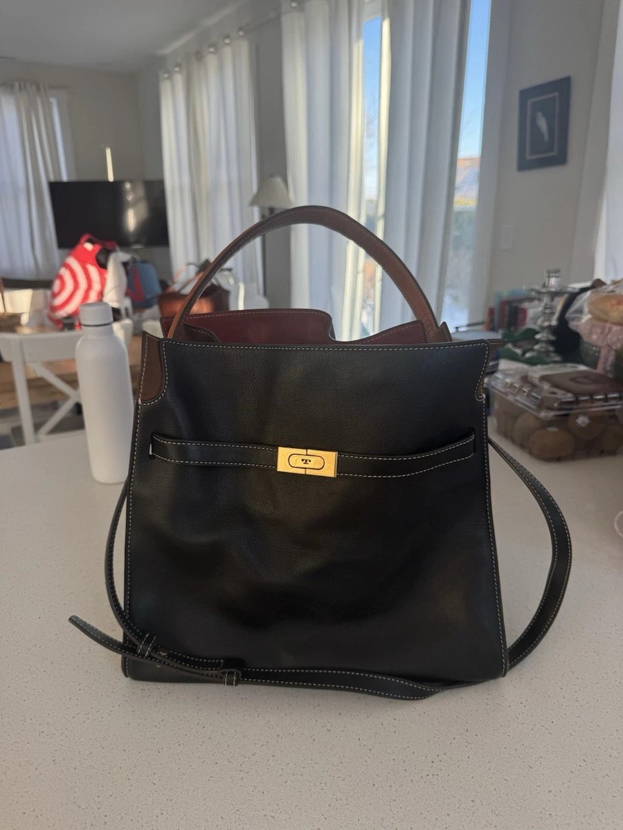 Large TORY BURCH LEE RADZIWILL Double Bag with Gold Hardware | eBay