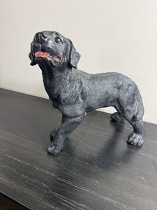 Black Labrador Retriever Dog Statue Figurine Resin Lab Sculpture 13.5” 