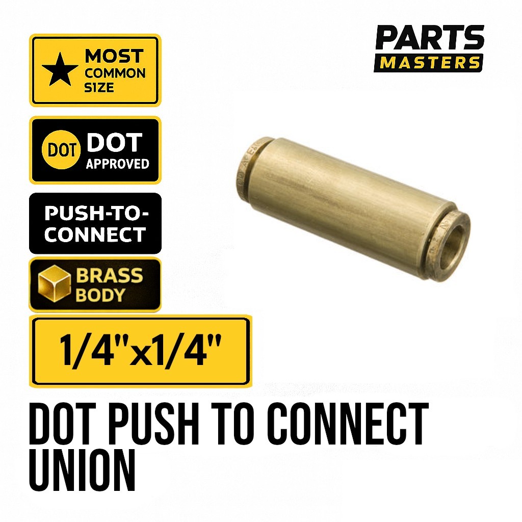 1/4" Push-Lock Full Union Brass Fitting for Nylon Air Line Tubing (Straight) image 1