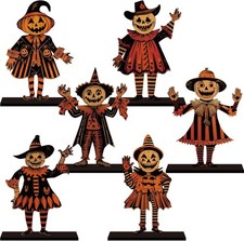 6pcs Vintage Halloween Decor for Home Wood Table Centerpieces