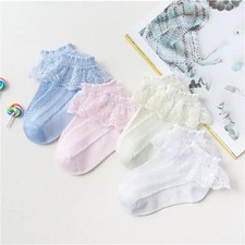 Cute Lace Ruffle Ankle Socks 1Pair Soft Cotton Mesh for Toddler Kids Girls Daily
