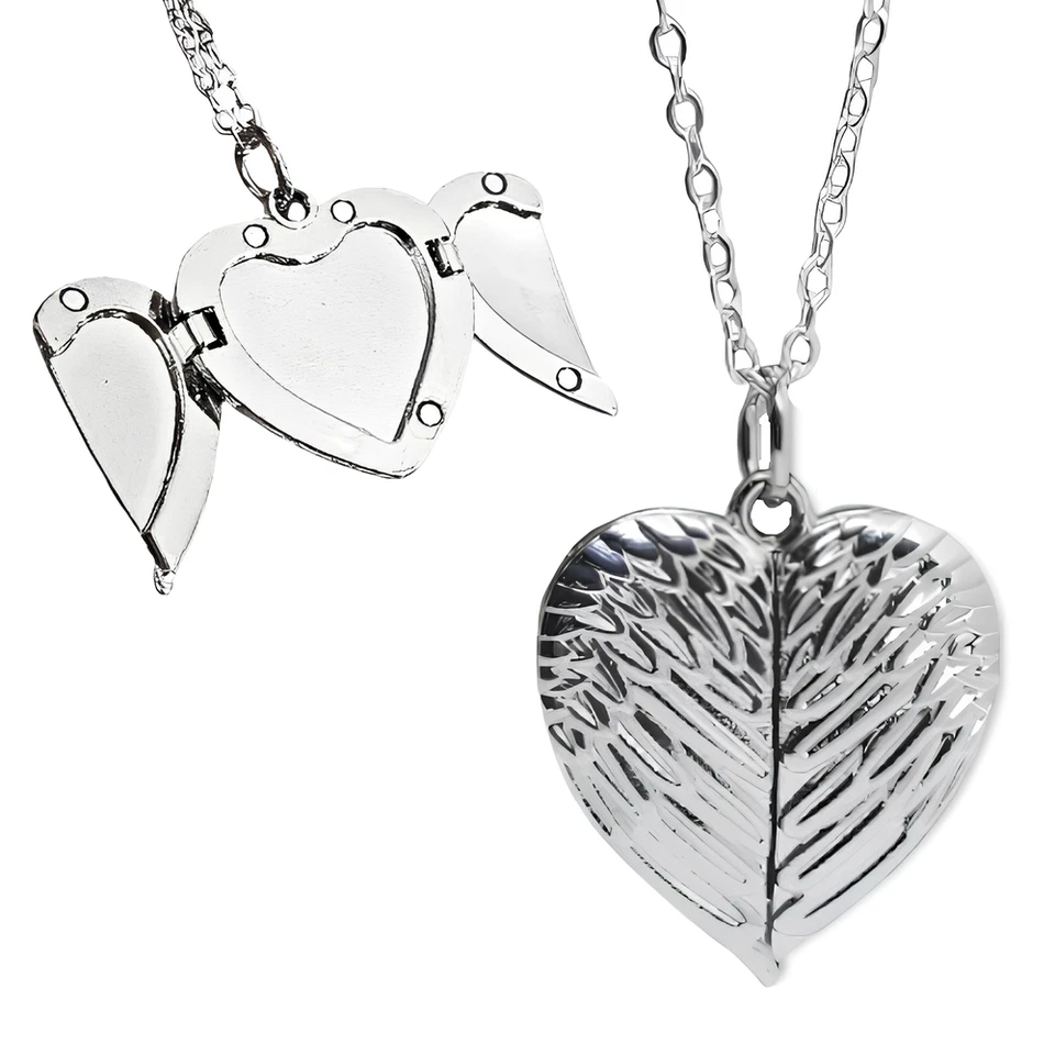 Ángel Medallón Corazón Colgante Alas 50.8cm Collar Plata Foto Recuerdo Joyería - Imagen 2 de 4