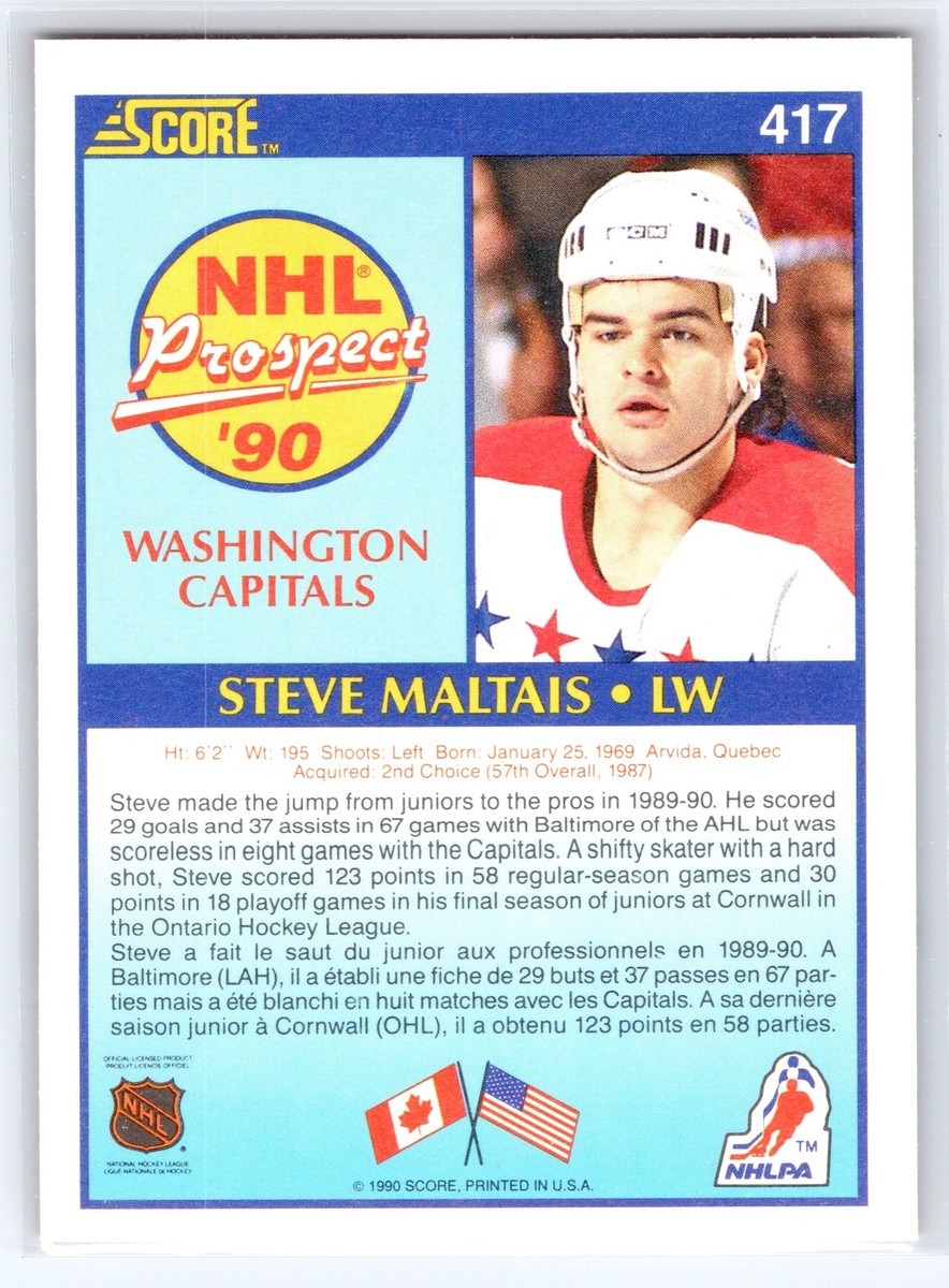 1990 Score Canadian #417 Steve Maltais Hockey Washington Capitals