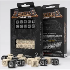 Q-Workshop Fortress Black And Beige Compact 20D6 Dice Set NEW