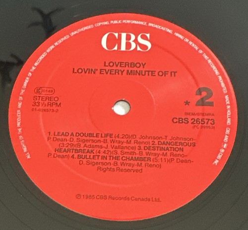 Loverboy Lovin' Every Minute Of It Lp Vinyl Record Hard Rock EX / EX Condition - Picture 5 of 8