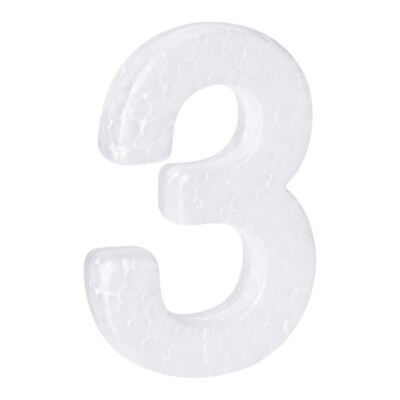 Foam Numbers 3 Numeral EPS White Polystyrene Number 100mm/4 Inch