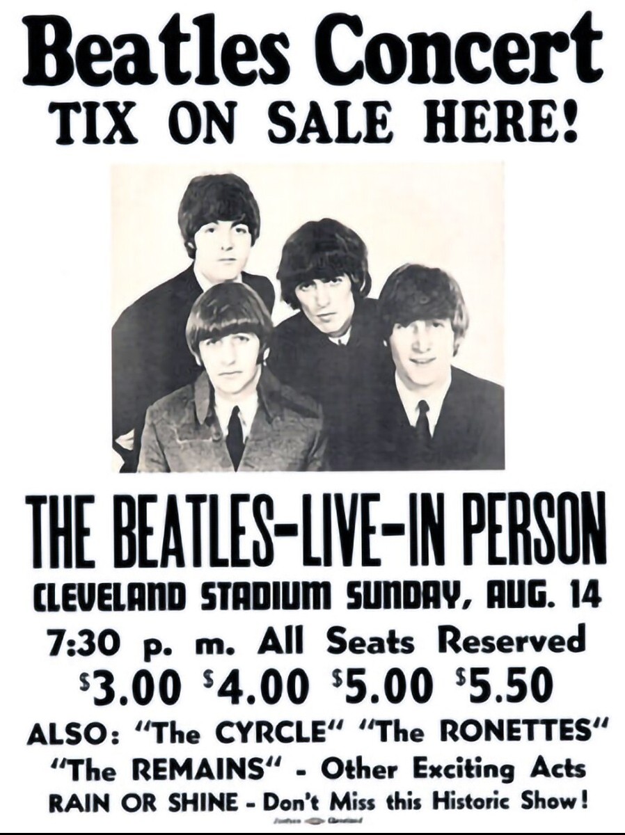 1966 The Beatles Concert Poster Cleveland Stadium Metal Fridge