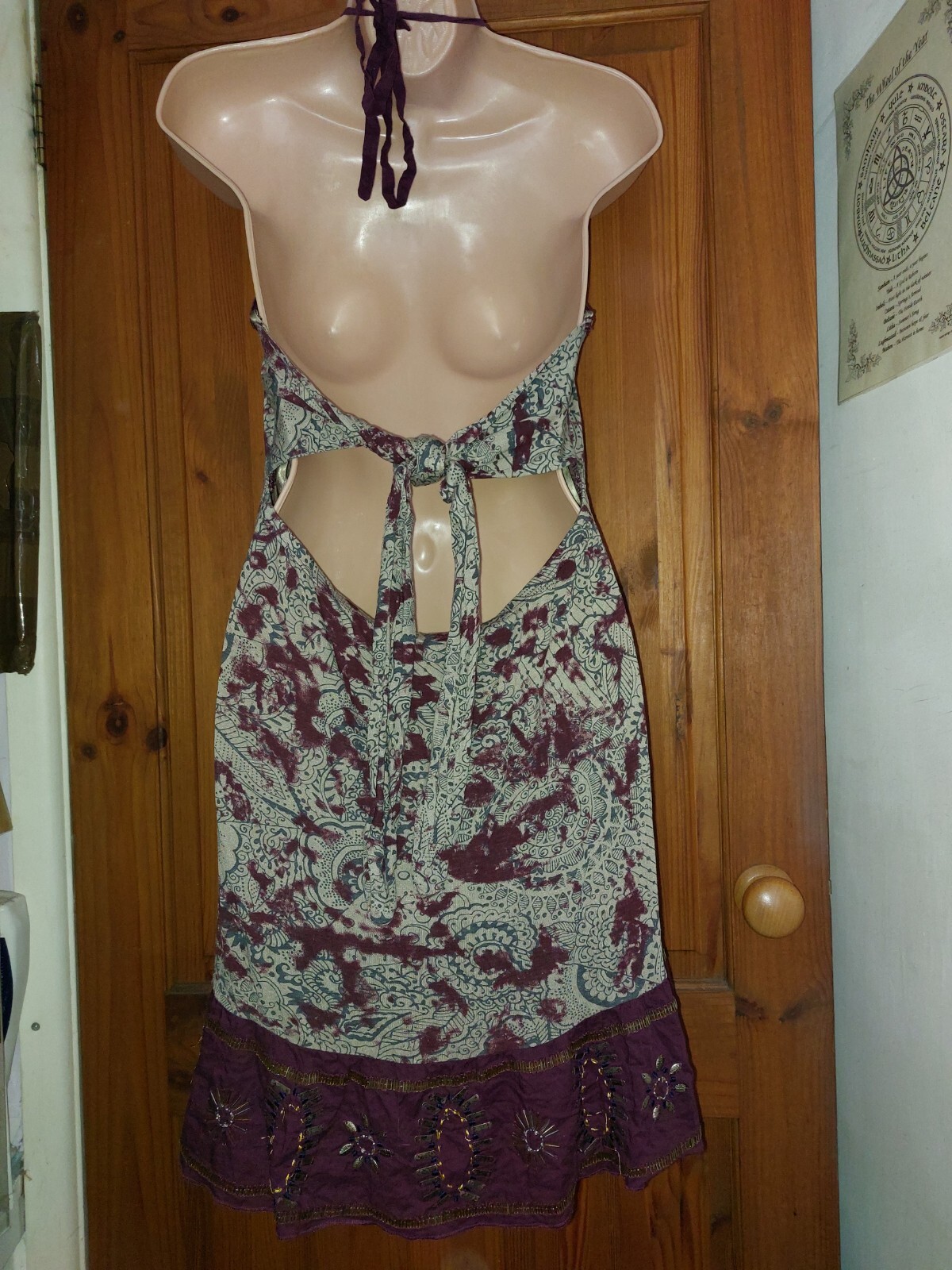 Vintage bohemian ethnic hippie gypsy festival paisley tie dye bead halter top image 4