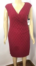 Sexy CHAPS Burgundy Surplice Ruched Lace Dress 16 NWT MSRP $100