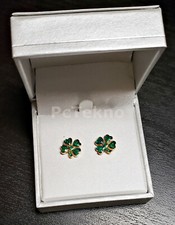Shamrock Clover Mini Earrings Green 4 Leaf St Patrick Day Gift Box NEW
