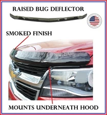 Fits Ford F150 2015-2020 RAISED GUARD Smoked Bug Shield Hood Deflector 