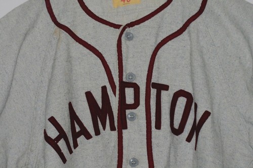 Um 1940 -50er Jahre, Hampton Baseball Wolluniform mit Larry's Barber Shop auf der Rückseite - Bild 4 von 10