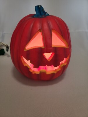1993 TRENDMASTERS Pumpkin Halloween Light Up PINK Foam Blow Mold Jack-O ...