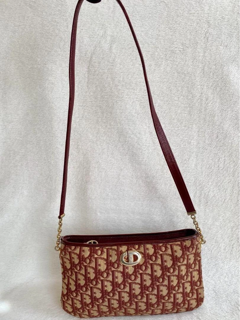 Excellent sac bandoulière Christian Dior Trotter cuir toile 25,5 cm du Japon